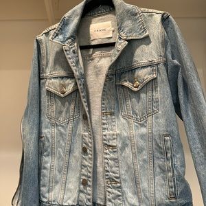 Street style ‘oversize’ style frame denim jacket - zippers on both arms